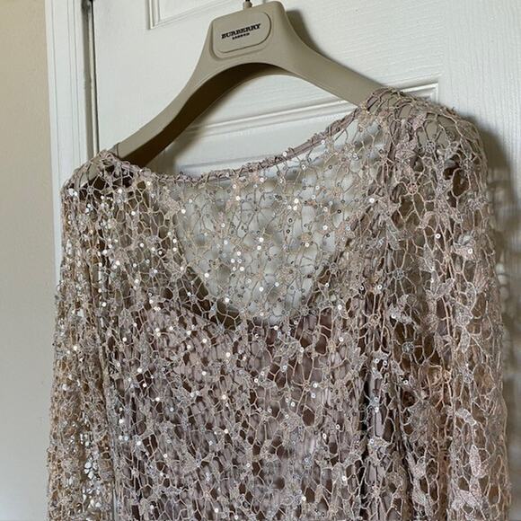 Exquisite Kay Unger Dress sz 6 taupe fall wedding guest mother of - Picture 3 of 14